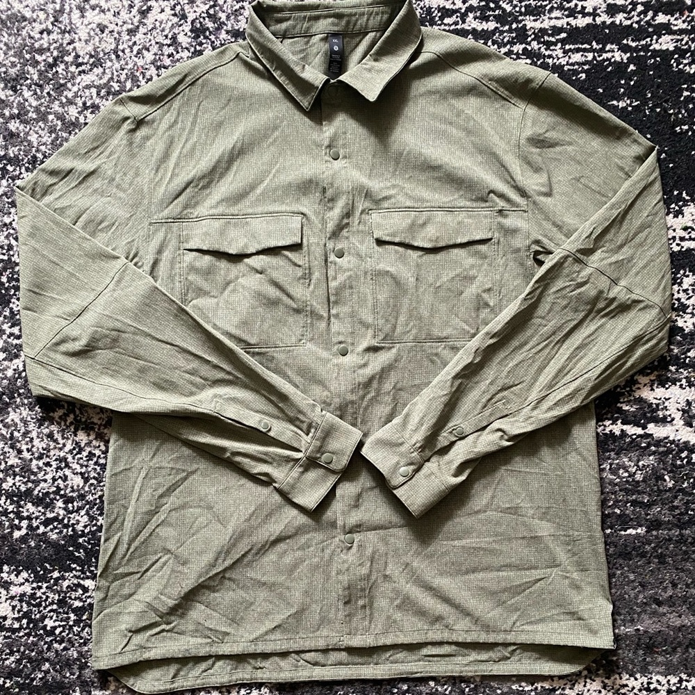 Lululemon Airing Easy Shirt Adult XXL Green Button Up Casual Preppy Solid Men